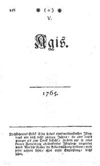 Cover "Agis", 1765